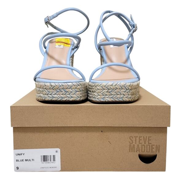 Steve Madden Women Unify Espadrille Wedge Strappy Sandal Size US 9M Light Blue - Picture 4 of 4